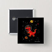 Roter Tyrannosaurus Rex Dinos im All Button (Vorne & Hinten)