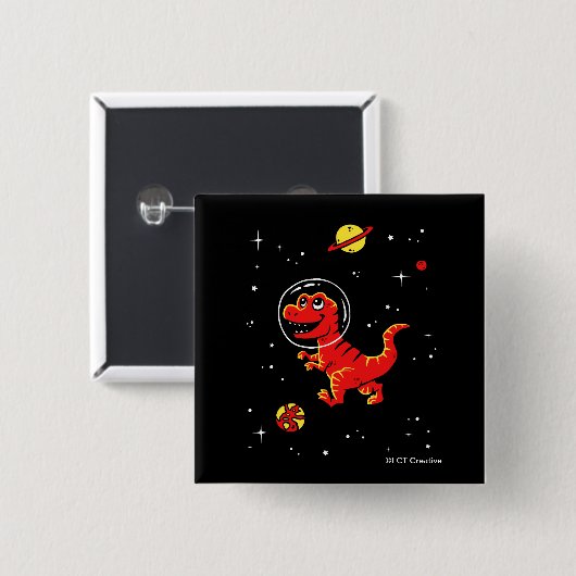 Roter Tyrannosaurus Rex Dinos im All Button (Vorne & Hinten)