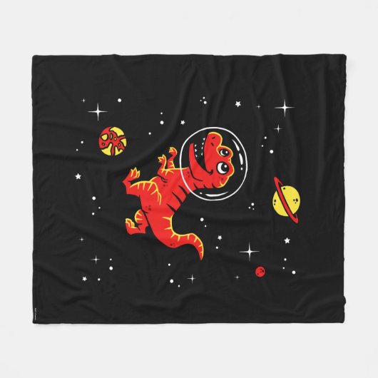 Roter Tyrannosaurus Rex Dinos im All Fleecedecke (Vorderseite (Horizontal))