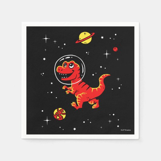 Roter Tyrannosaurus Rex Dinos im All Serviette (Vorderseite)