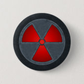 Roter u. grauer Strahlungs-Symbol-Knopf Button (Vorderseite)