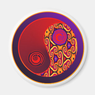 Roter u. lila Wirbel Yin Yang Magnet