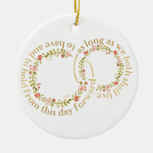 Roter u. rosa BlumenKranz u. Ehegelübde-Verzierung Keramik Ornament