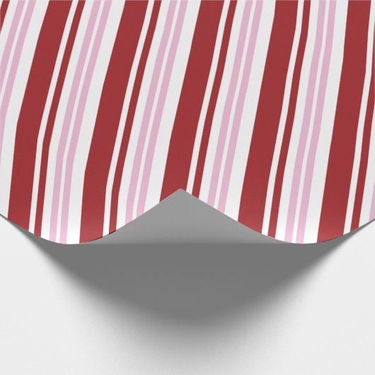 Roter u. rosa Pfefferminz-Streifen Geschenkpapier (Ecke)