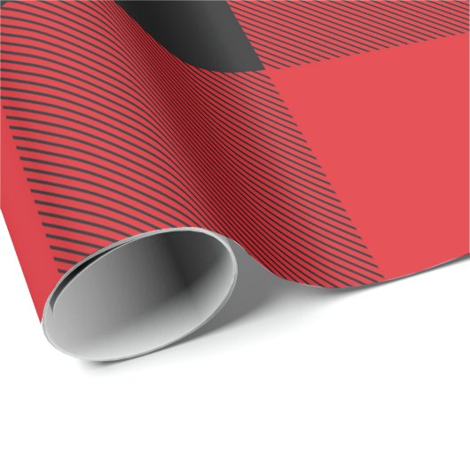 Roter u. schwarzer Büffel-kariertes Geschenkpapier (Rolleneckpunkt)