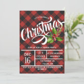 Roter u. schwarzer Büffel-laden kariertes Einladung (Stehend Vorderseite)