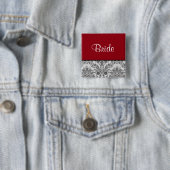 Roter u. schwarzer Damastentwurf Button (Beispiel)
