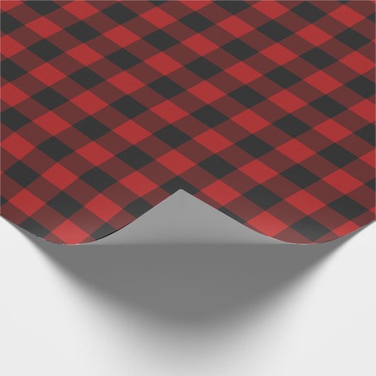 Roter u. schwarzer Gingham überprüftes Geschenkpapier (Ecke)