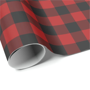 Roter u. schwarzer Gingham überprüftes Geschenkpapier