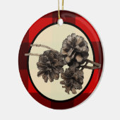 Roter u. schwarzer karierter Flanell u. Pinecones Keramikornament (Links)