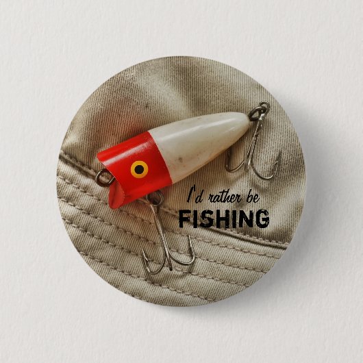 Roter u. weißer Fischen-Köder, den ich vielmehr Button (Vorderseite)