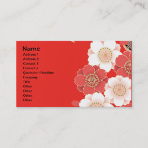 Roter u. weißer Kirschblüte-Japaner-Kimono Visitenkarte