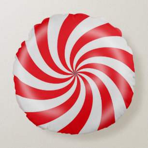 Roter u. weißer rundes kissen