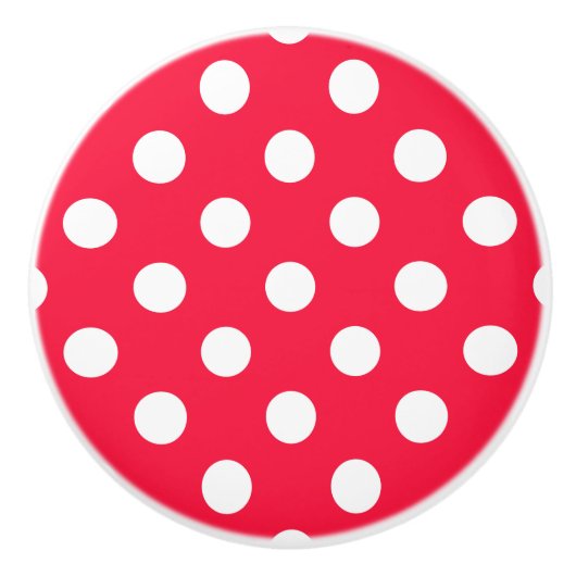 Roter u. weißer Tupfengriff-/-fachzug Keramikknauf (Vorderseite)