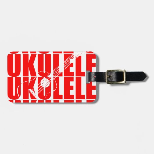ROTER UKULELE GEPÄCKANHÄNGER (Vorderseite horizontal)