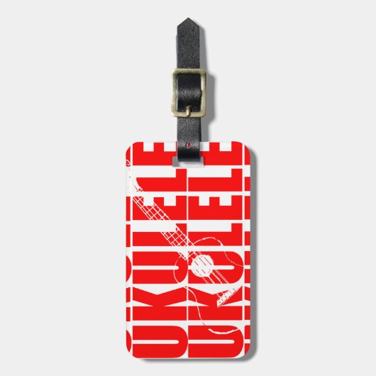 ROTER UKULELE GEPÄCKANHÄNGER (Vorderseite vertikal)