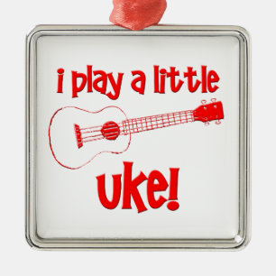 Roter Ukulele Ornament Aus Metall