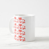 Roter Umriss-Widder-Muster-Becher | Aries-Sternzei Kaffeetasse (Vorderseite Links)