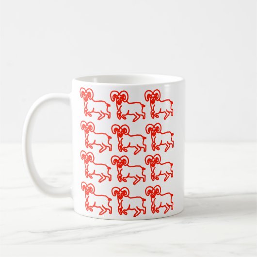 Roter Umriss-Widder-Muster-Becher | Aries-Sternzei Kaffeetasse (Links)