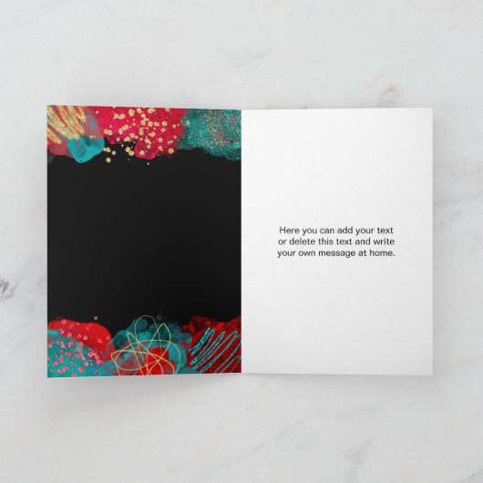 Roter und Aquamariner Blauer Alkoholtink Süß 16 Karte (Innenseite)