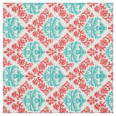 Roter und aquamariner Damast Stoff (Muster)
