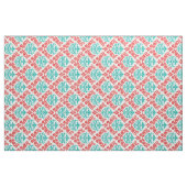Roter und aquamariner Damast Stoff (Fat Quarter (45,7 x 55,9 cm))