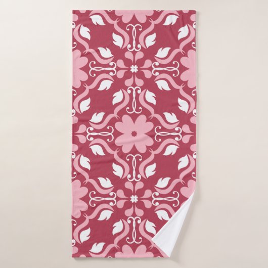 Roter und beige blumengeschmückter Hintergrund. Fa Badehandtuch (Badehandtuch)