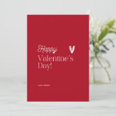 Roter und Beige Herztypografie Valentinstag Einladung (Stehend Vorderseite)