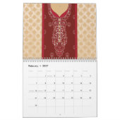 roter und beigefarbener Teppichboden mit rotem Ran Kalender (Feb 2027)