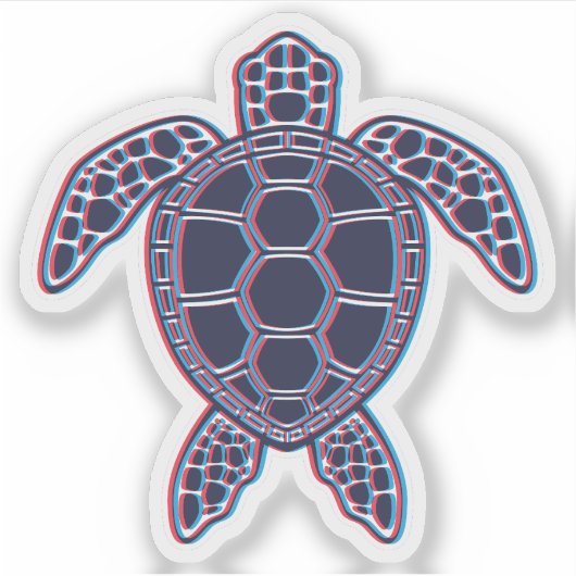 Roter und blauer Anaglypheneffekt 3D-Glitch-Effekt Aufkleber (Vorderseite)