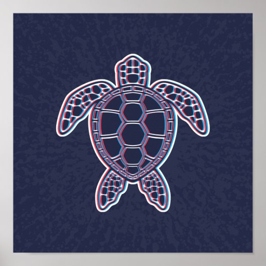 Roter und blauer Anaglypheneffekt 3D-Glitch-Effekt Poster (Vorne)