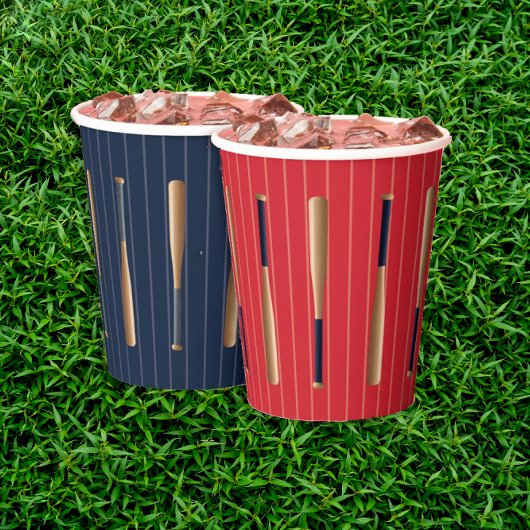 Roter und Blauer Baseball-Geburtstag Pappbecher