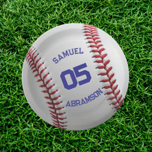 Roter und blauer Baseball-Geburtstag Pappteller