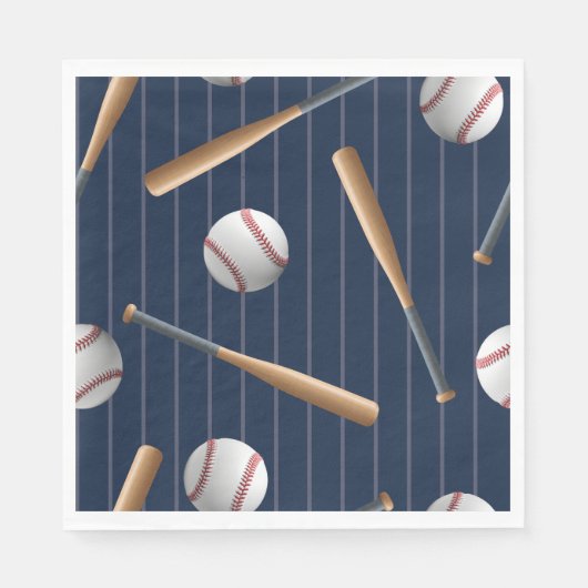 Roter und Blauer Baseball-Geburtstag  Serviette (Vorderseite)