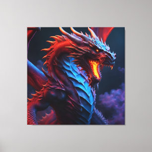 Roter und blauer Drache Leinwanddruck