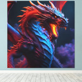 Roter und blauer Drache Leinwanddruck (Insitu (Holzboden))