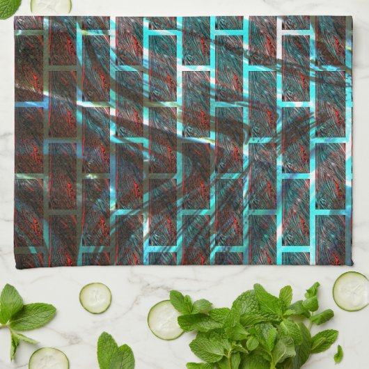 Roter und blauer Farbeffekt, Gitter oder Kratzstei Geschirrtuch (Gefaltet)