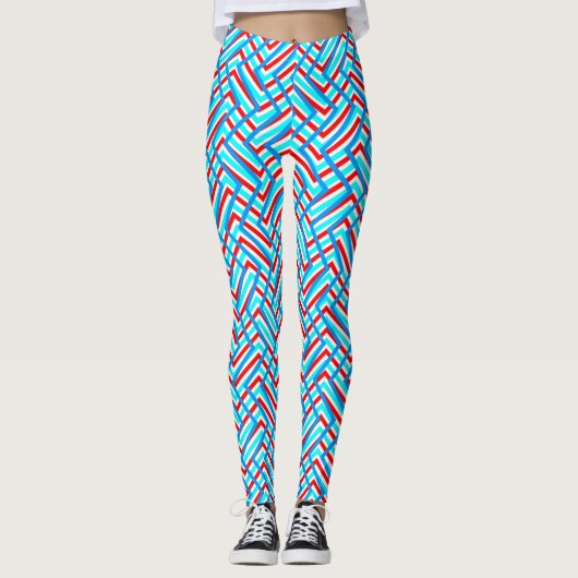 Roter und blauer Grafik-Print Leggings (Vorderseite)