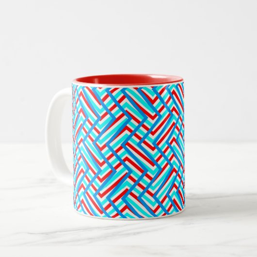 Roter und blauer Grafik-Print Zweifarbige Tasse (Vorderseite Links)