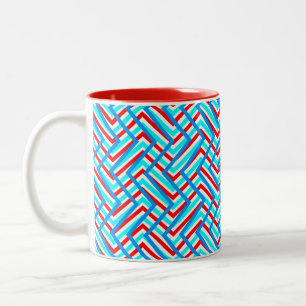 Roter und blauer Grafik-Print Zweifarbige Tasse