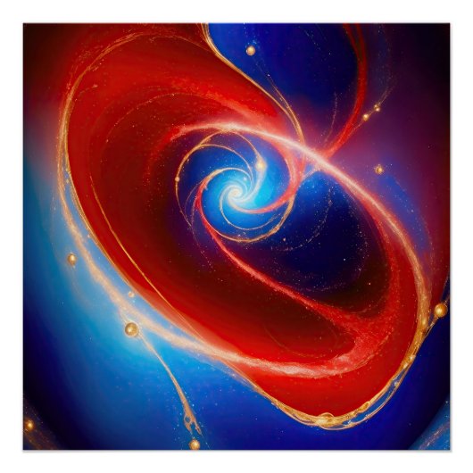 Roter und Blauer kosmischer Spiral Poster (Vorderseite)