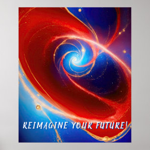 Roter und Blauer kosmischer Spiral Poster