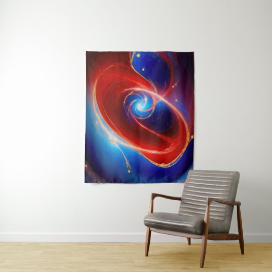 Roter und Blauer kosmischer Spiral Wandteppich (Beispiel)