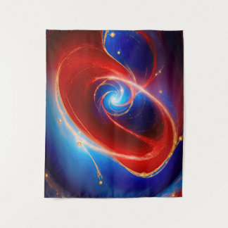 Roter und Blauer kosmischer Spiral Wandteppich