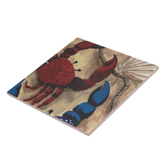 Roter und Blauer Krebs Fliese (Seite)