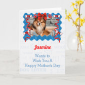 Roter und Blauer Muttertag vom Hund Karte (Gelbe Blume)