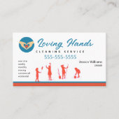 Roter und blauer Reinigungsservice mit liebevollen Visitenkarte (Vorderseite)