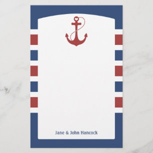 Roter und blauer Seeanker Briefpapier