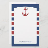 Roter und blauer Seeanker Briefpapier (Vorne/Hinten)