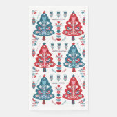 Roter und Blauer Weihnachtsbaum Blumennordische Mu Serviette (Vorderseite)